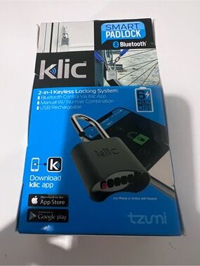 Klic Smart Bluetooth Padlock - Black by tzumi